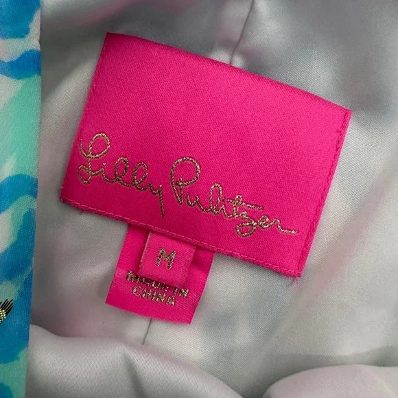 Lilly Pulitzer Lani Blue Pink Coral Metallic Maxi Dress Womens Medium - Picture 7 of 10